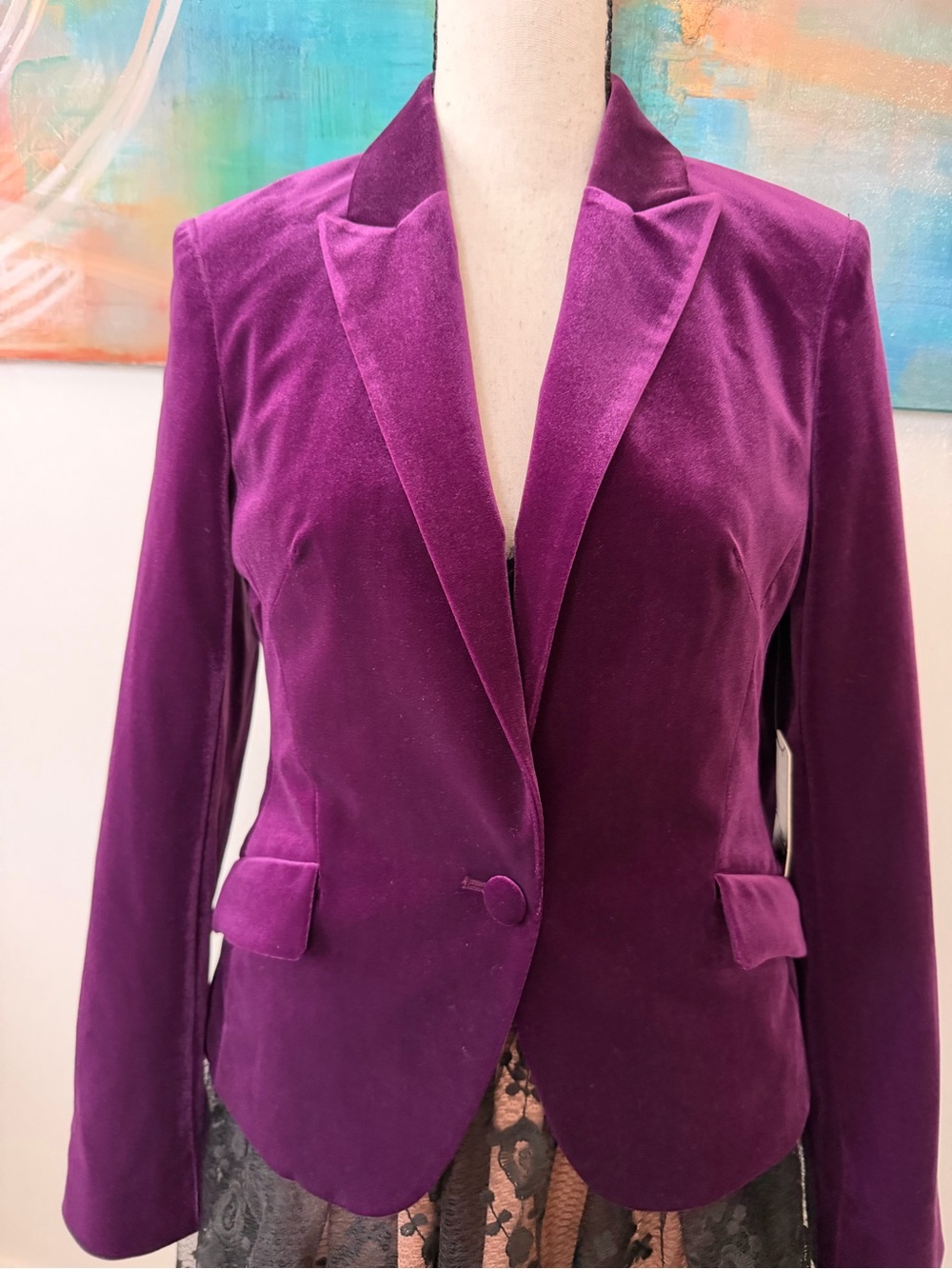 Purple Velvet One Button Brand New Blazer By Express Size 2